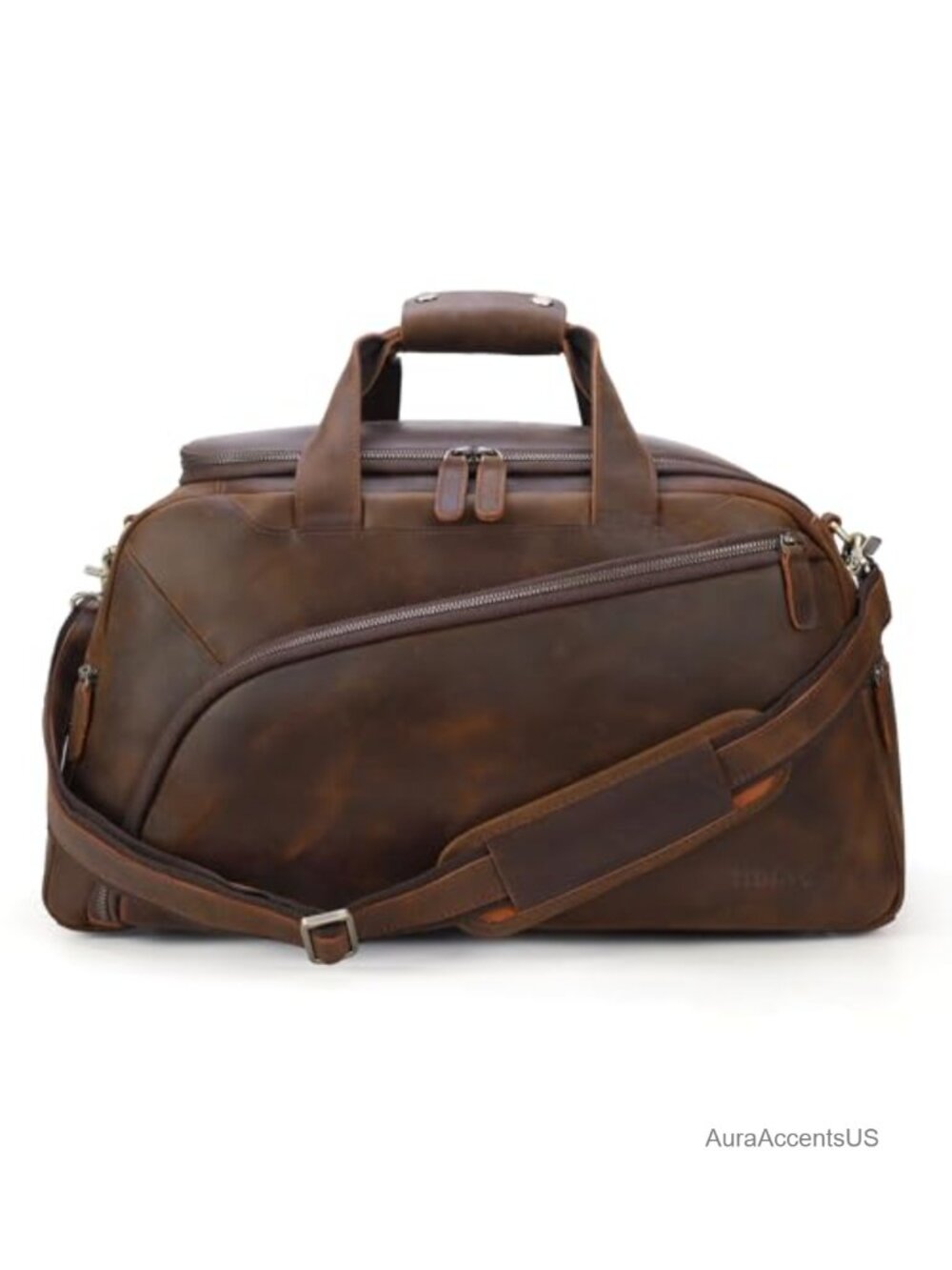 Full Grain Leather Duffle Bag Overnight Weekender Travel Carry On